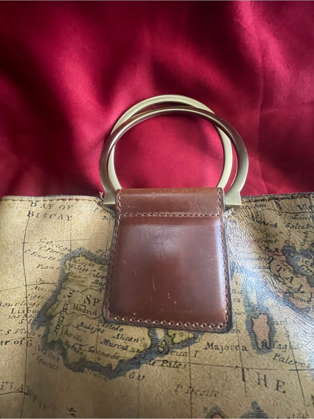 Patricia Nash Map-Print Satchel with Brass Ring Handle in Brown - Picture 8 of 16